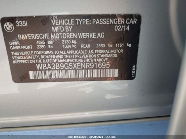 WBA3B9G5XENR91695 BMW 335i Xdrive