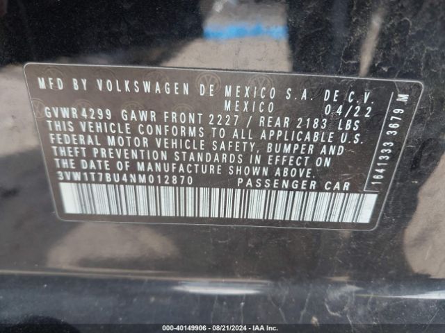 3VW1T7BU4NM012870 Volkswagen Jetta Gli 2.0t Autobahn