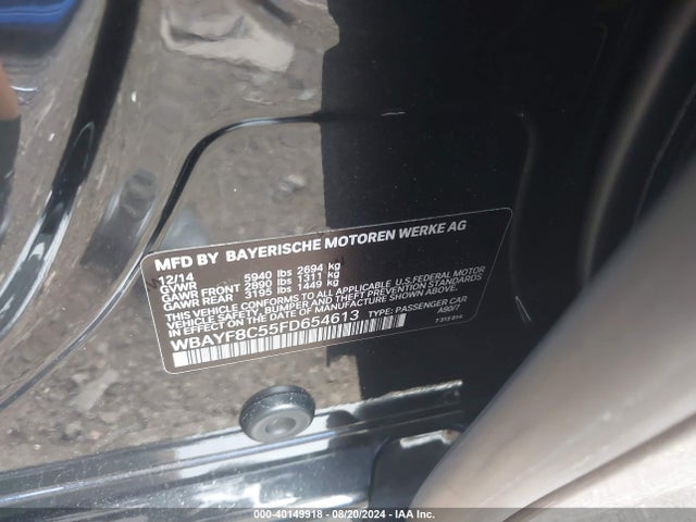 BMW 750li Xdrive 2015 WBAYF8C55FD654613 Image 9