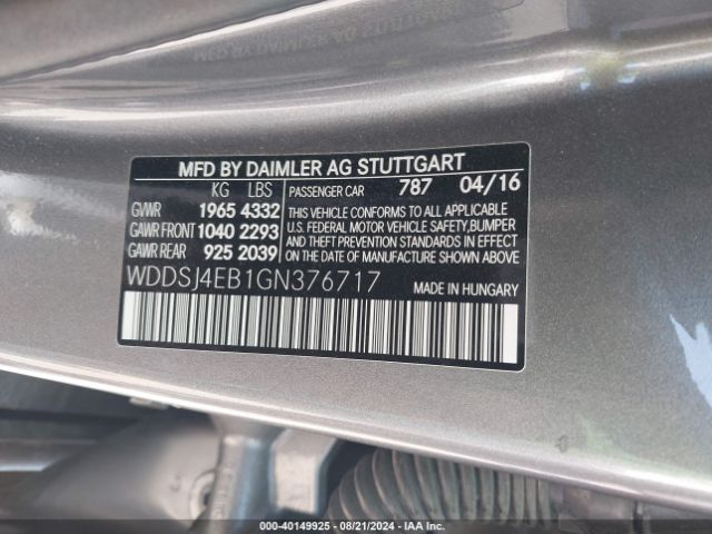 WDDSJ4EB1GN376717 Mercedes-Benz CLA 250