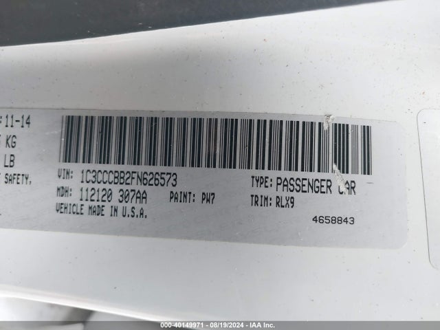 Chrysler 200 S 2015 1C3CCCBB2FN626573 Image 9