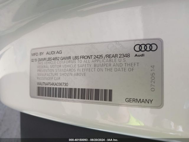 2019 AUDI A5 WAUTNAF54KA036730 Photo 8