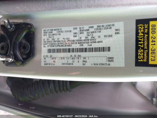 1FTEW1CP9JKC61653 Ford F-150 Xlt