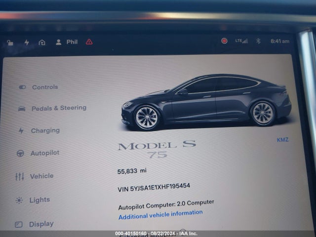 2017 TESLA MODEL S 5YJSA1E1XHF195454 Photo 6