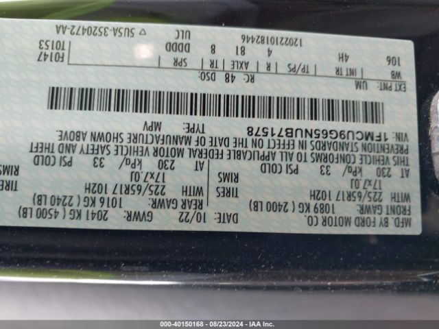 1FMCU9G65NUB71578 Ford ESCAPE SE