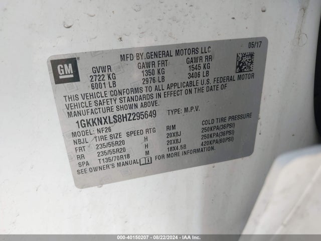 GMC Acadia Denali 2017 1GKKNXLS8HZ295649 Image 9