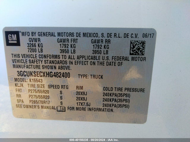Chevrolet Silverado 1500 1lz 2017 3GCUKSECXHG482400 Image 9