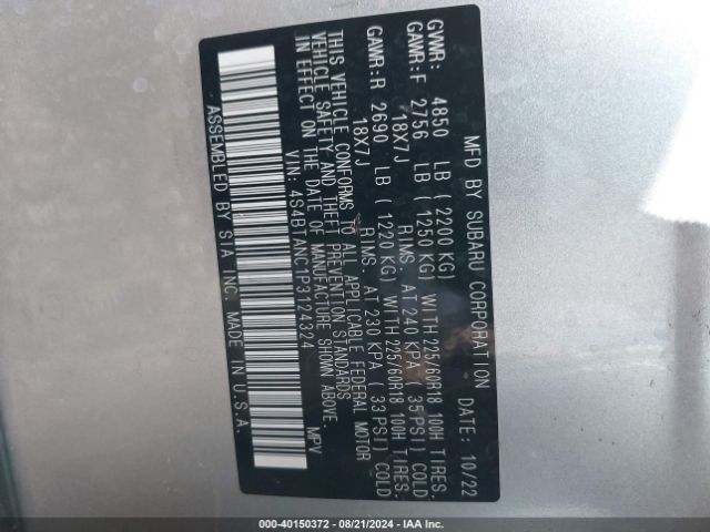 4S4BTANC1P3124324 Subaru Outback Limited