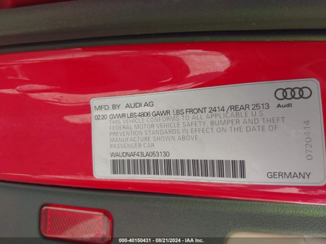 WAUDNAF43LA053130 Audi A4 Premium 45 Tfsi Quattro S Tronic
