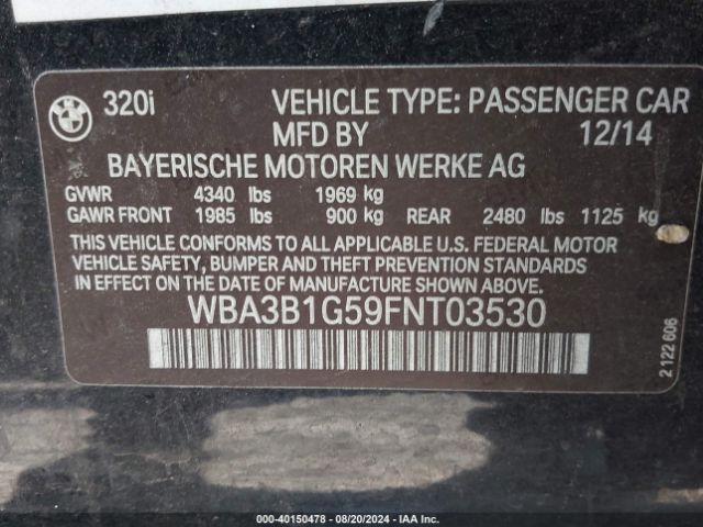 WBA3B1G59FNT03530 BMW 320i