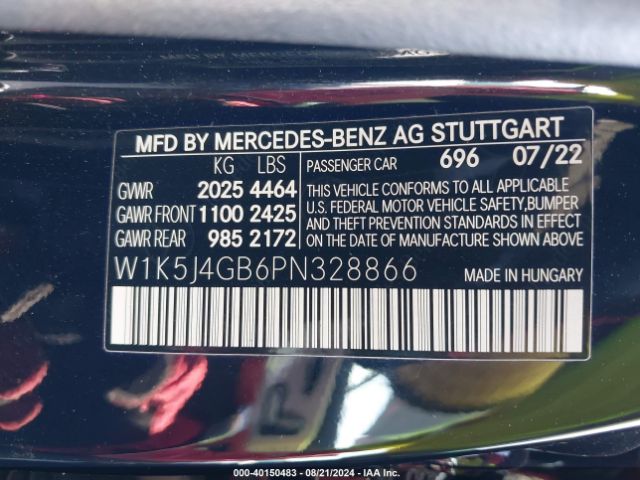 W1K5J4GB6PN328866 Mercedes-Benz Cla 250 Coupe