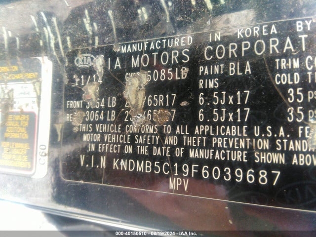 KIA SEDONA LX 2015 KNDMB5C19F6039687 Image 9