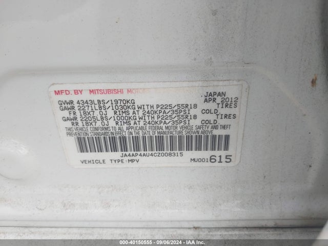 2012 MITSUBISHI OUTLANDER SPORT JA4AP4AU4CZ008315 Photo 8
