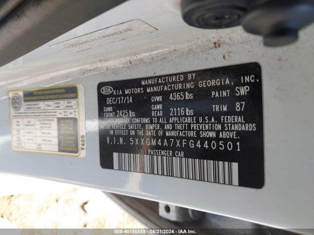 KIA Optima Lx 2015 5XXGM4A7XFG440501 Image 9