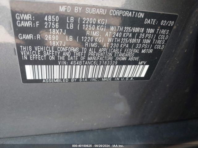 4S4BTANC6L3183329 Subaru Outback Limited