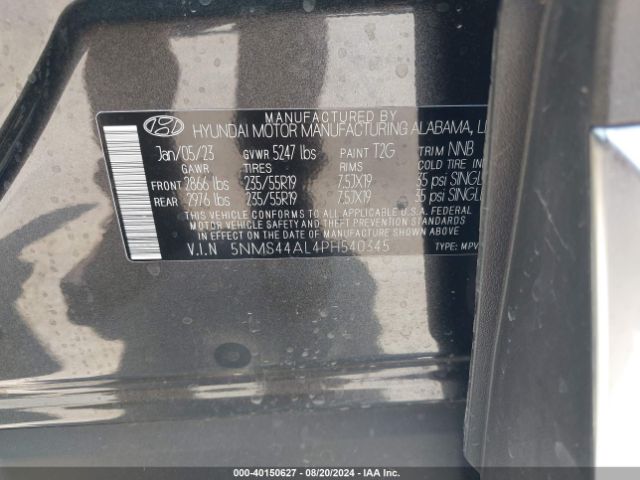 5NMS44AL4PH540345 Hyundai Santa Fe Limited
