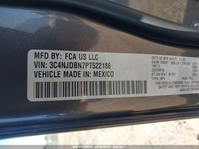 3C4NJDBN7PT522186 Jeep Compass Altitude 4x4