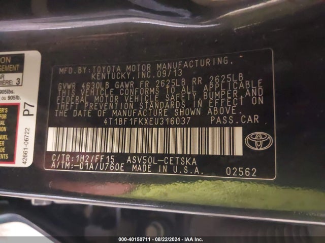 Toyota CAMRY SE 2014 4T1BF1FKXEU316037 Image 9