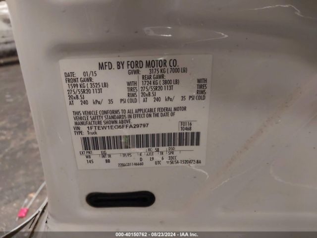 1FTEW1EG6FFA29797 Ford F-150 Platinum