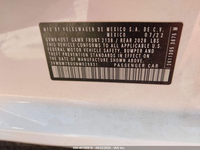 3VWBM7BU0NM029831 Volkswagen Jetta 1.5t Sport