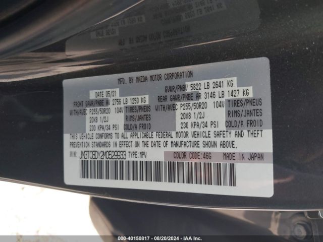 JM3TCBDY2M0529933 Mazda Cx-9 Grand Touring
