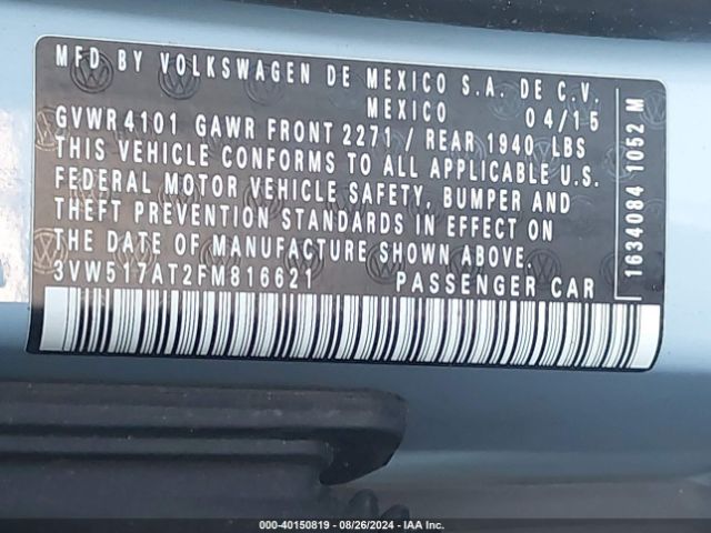 3VW517AT2FM816621 Volkswagen Beetle 1.8t