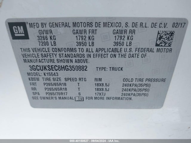 Chevrolet Silverado 1500 2lz 2017 3GCUKSEC8HG350882 Image 9