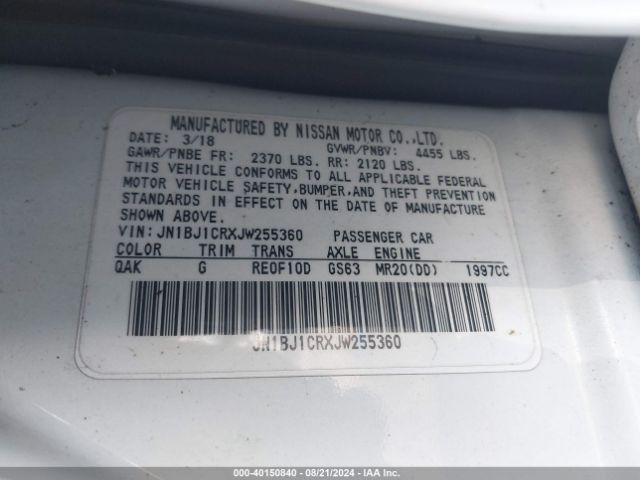 JN1BJ1CRXJW255360 Nissan Rogue Sport S