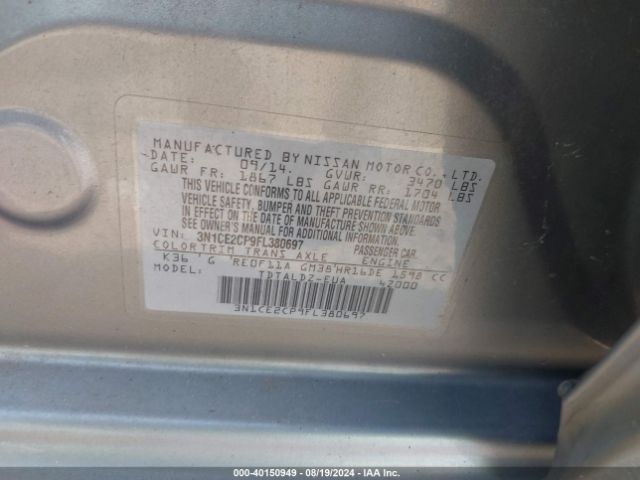 3N1CE2CP9FL380697 Nissan Versa Note S (sr)/s Plus/sl/sr/sv