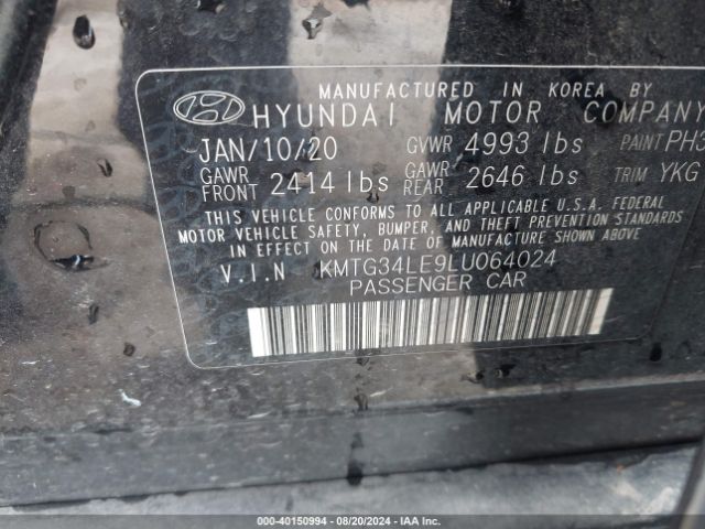 KMTG34LE9LU064024 Genesis G70 3.3t Awd