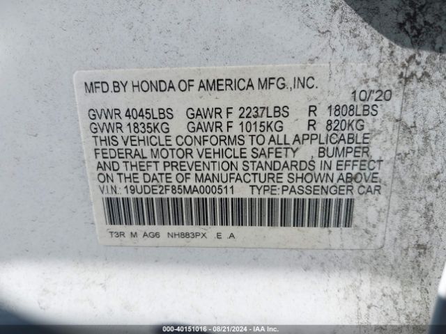 19UDE2F85MA000511 Acura Ilx Premium   A-spec Packages/technology   A-spec Packages