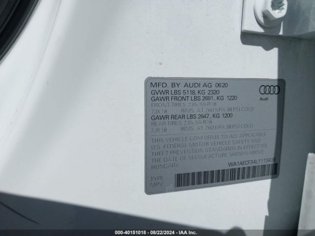 WA1AECF34L1113435 Audi Q3 Premium 45 Tfsi Quattro Tiptronic