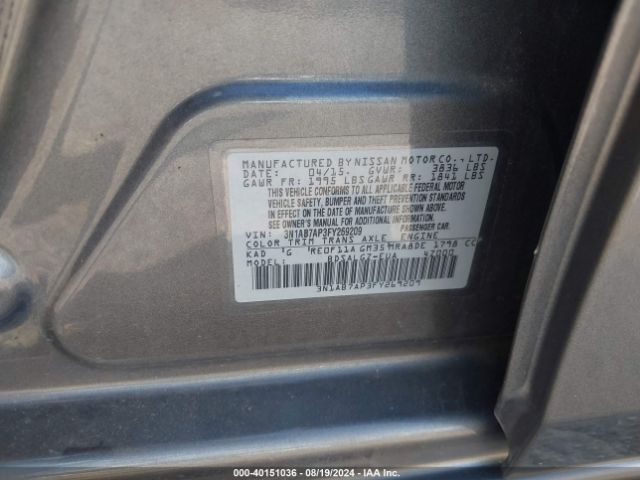 3N1AB7AP3FY269209 Nissan SENTRA SL