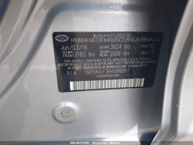 5NPD84LF3HH088087 Hyundai Elantra Limited