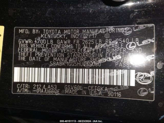 58ABK1GG5HU055080 Lexus ES 350