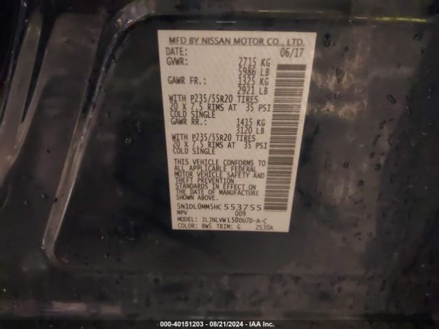 5N1DL0MM5HC553755 Infiniti QX60