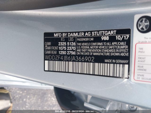 WDDZF4JB6JA366902 Mercedes-Benz E 300