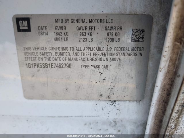 1G1PK5SB1E7462790 Chevrolet CRUZE LT