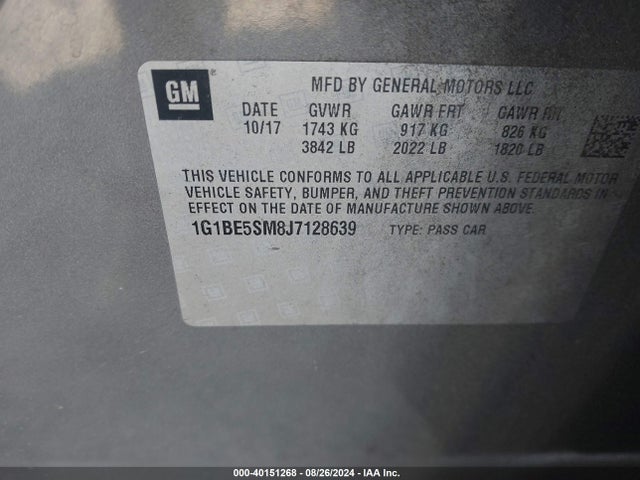 Chevrolet Cruze Lt Auto 2018 1G1BE5SM8J7128639 Image 9