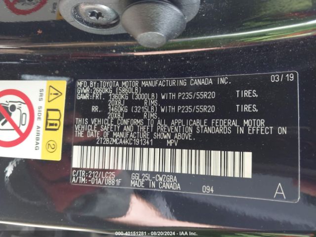 2T2BZMCA4KC191341 Lexus Rx 350 F Sport