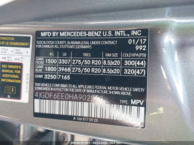 4JGDF6EE0HA902253 Mercedes-Benz Gls 450 4matic