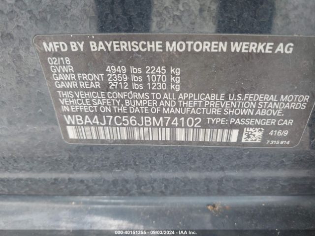 WBA4J7C56JBM74102 BMW 440i Gran Coupe Xdrive