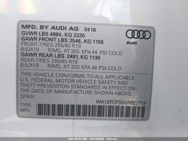 WA1EFCFS5GR022719 Audi Q3 2.0t Premium Plus