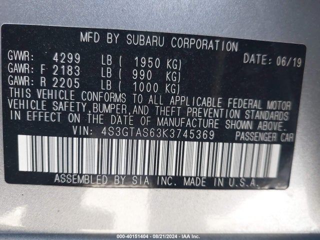 4S3GTAS63K3745369 Subaru Impreza 2.0i Limited