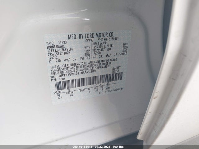 Ford Maverick Lariat 2024 3FTTW8S92RRA29289 Image 9