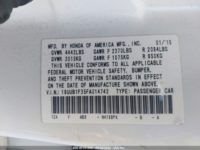 19UUB1F35FA014743 Acura TLX