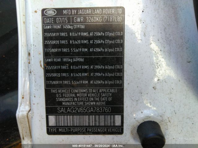 SALAG2V65GA783760 Land Rover LR4