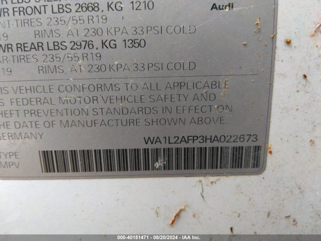 WA1L2AFP3HA022673 Audi Q5 2.0t Premium