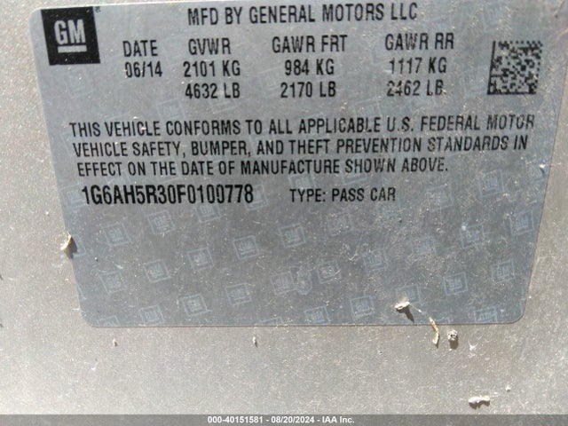 1G6AH5R30F0100778 Cadillac ATS LUXURY