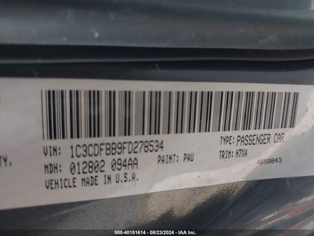 Dodge DART SXT 2015 1C3CDFBB9FD278534 Image 9
